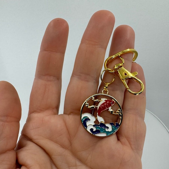 3/$15 Hokusai Koi Fish Charm Keychain - Picture 5 of 7